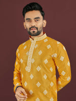 Thumbnail for Anaita Yellow Embroidered Silk Straight Kurta - Distacart
