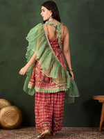 Thumbnail for Sangria Printed Pure Cotton Kurta & Sharara With Dupatta