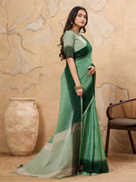 Thumbnail for Shree Shyam Fashion Pista Green Linen Saree - Distacart