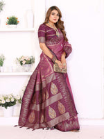 Thumbnail for Aastha Fashion Magenta South Soft Silk Zari Weaving Saree - Distacart