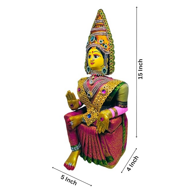 SRI YAGNAA - Varalakshmi Ammavari Decorated Doll - Pink - Dista