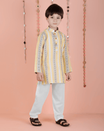 Thumbnail for Joban Fashion Kids Island Cotton Full Sleeves Striped Kurta and Pyjama- Yellow - Distacart