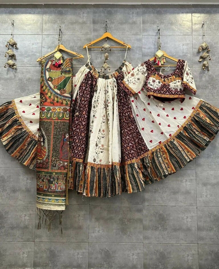 Preksha Creation Indian Festive Butter Soft Silk With Digital Print And Real Mirror Work Women Lehenga Choli - Brown - Distacart