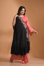 Thumbnail for Morchari Crop Top With Dupatta Hand Embroidery - Peach