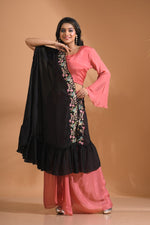 Thumbnail for Morchari Crop Top With Dupatta Hand Embroidery - Peach