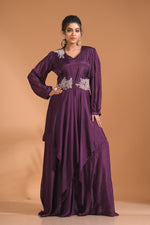 Thumbnail for Morchari Long Gown With Hand Embroidery - Wine