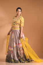 Thumbnail for Morchari Crop Top With Net Dupatta - Multicolour