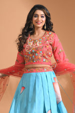 Thumbnail for Morchari Crop Top With Net Dupatta - Multicolour