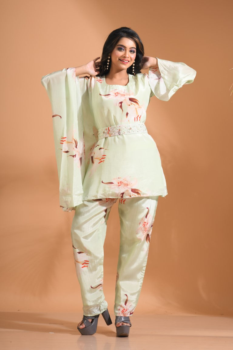 Morchari Kaftan Set With Hand Embroidery - Multicolour - Distacart