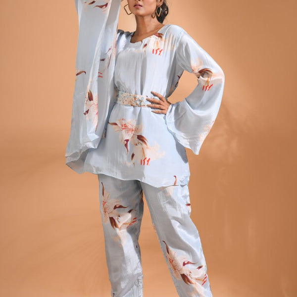 Morchari Kaftan Set With Hand Embroidery - Multicolour - Distacart