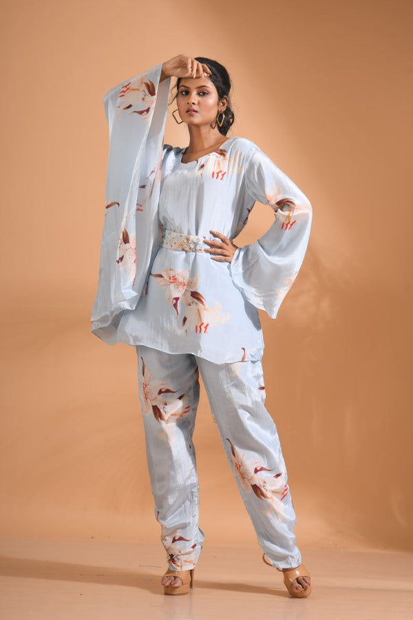 Morchari Kaftan Set With Hand Embroidery - Multicolour