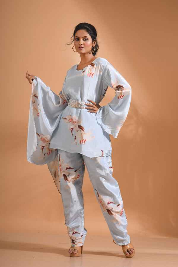 Morchari Kaftan Set With Hand Embroidery - Multicolour