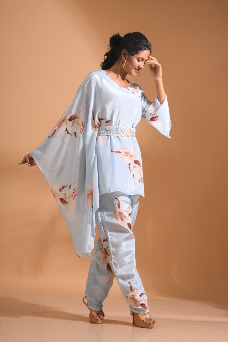 Morchari Kaftan Set With Hand Embroidery - Multicolour