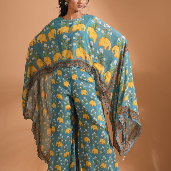 Morchari Kaftan Set With Hand Embroidery - Multi - Distacart