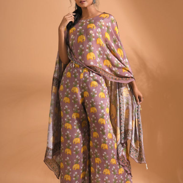 Morchari Kaftan Set With Hand Embroidery - Multi - Distacart