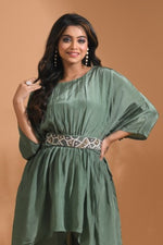 Thumbnail for Morchari Kaftan Set With Pant - Green