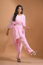 Thumbnail for Morchari Kaftan Set With Pant - Pink