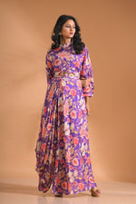Thumbnail for Morchari Long Gown With Hand Embroidery - Purple - Distacart