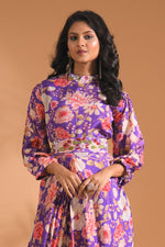 Thumbnail for Morchari Long Gown With Hand Embroidery - Purple - Distacart