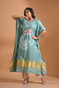 Thumbnail for Morchari Kaftan Set With Embroidery - Light Green