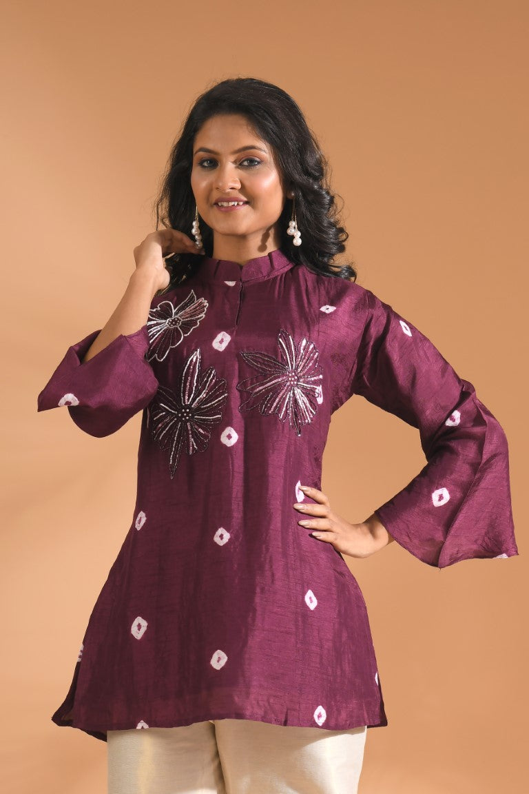 Morchari Co Ord Set With Hand Embroidery - Purple
