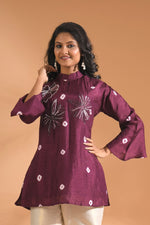 Thumbnail for Morchari Co Ord Set With Hand Embroidery - Purple