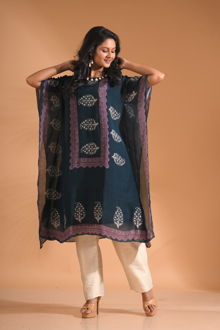 Morchari Co Ord Set With Hand Embroidery - Blue - Distacart