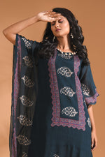 Thumbnail for Morchari Co Ord Set With Hand Embroidery - Blue