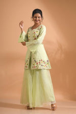 Thumbnail for Morchari Co Ord Set With Hand Embroidery - Green