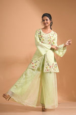 Thumbnail for Morchari Co Ord Set With Hand Embroidery - Green