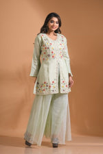 Thumbnail for Morchari Co Ord Set With Hand Embroidery - Light Green