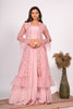 Morchari Crop Top With Jacket With Hand Embroidery - Pink - Distacart