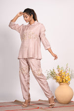 Thumbnail for Morchari Co Ord Set With Hand Embroidery - Cream