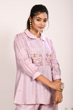 Thumbnail for Morchari Co Ord Set With Hand Embroidery - Purple - Distacart