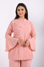 Thumbnail for Morchari Co Ord Set With Hand Embroidery - Peach