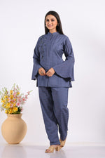 Thumbnail for Morchari Co Ord Set With Hand Embroidery - Blue - Distacart
