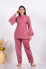 Thumbnail for Morchari Co Ord Set With Hand Embroidery - Peach