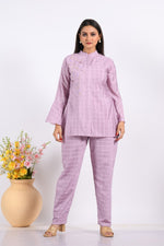 Thumbnail for Morchari Co Ord Set With Hand Embroidery - Light Purple - Distacart