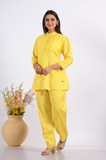 Thumbnail for Morchari Co Ord Set With Hand Embroidery - Yellow - Distacart