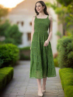 Thumbnail for Souchii Green Varlie Printed Tiered Dress – Flowy Fit & Flare