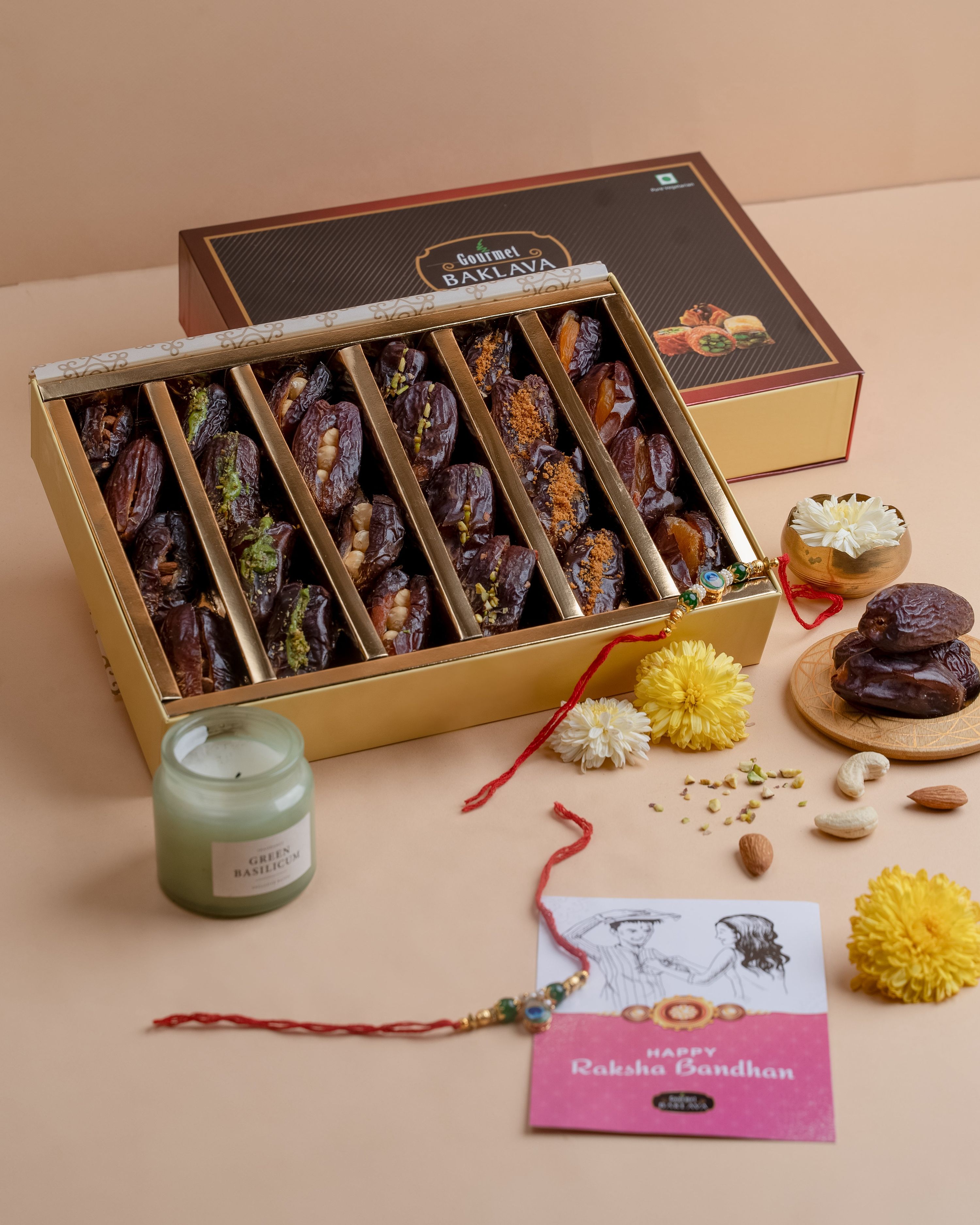 Gourmet Baklava Assorted Stuffed Dates Treat Box 24Pieces