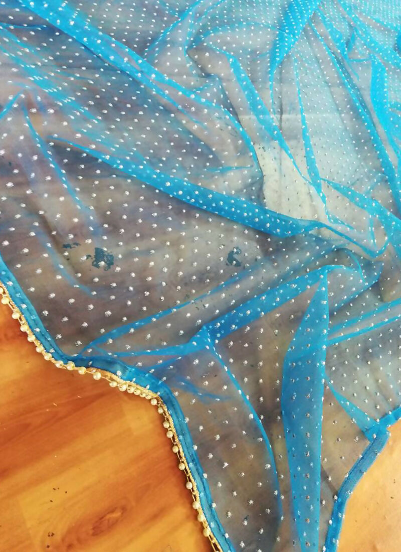 Jyoti Fashion Blue Thread Embroidery Georgette Designer Lehenga Choli with Dupatta - Distacart