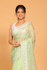 Morchari Cotton Supernet Embroiedery Saree - Green - Distacart