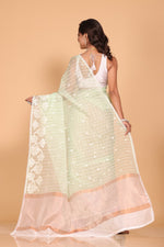 Thumbnail for Morchari Orzanga Stripe Embroidery Saree - Green - Distacart