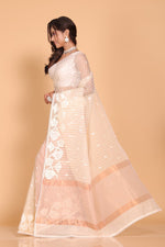 Thumbnail for Morchari Orzanga Stripe Embroidery Saree - Beige - Distacart