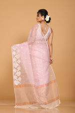 Thumbnail for Morchari Orzanga Stripe Embroidery Saree - Light Pink - Distacart