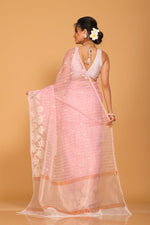 Thumbnail for Morchari Orzanga Stripe Embroidery Saree - Pink - Distacart
