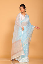 Thumbnail for Morchari Orzanga Stripe Embroidery Saree - Green - Distacart