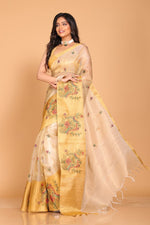 Thumbnail for Morchari Kota Gold Zari Tissue Embroidery Saree - Gold - Distacart