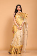 Thumbnail for Morchari Kota Gold Zari Tissue Embroidery Saree - Gold - Distacart